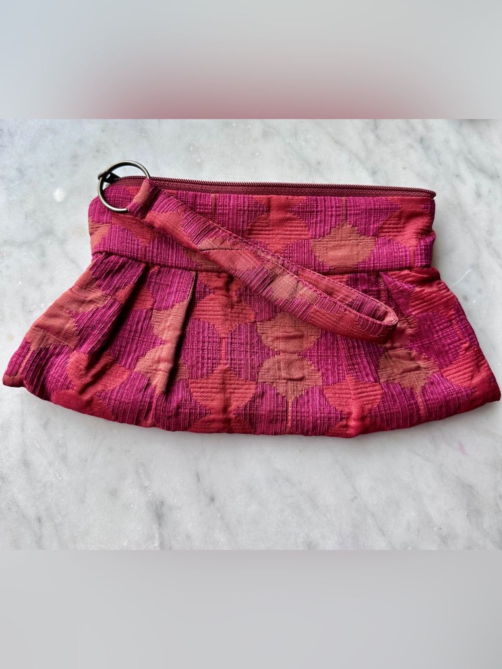 Maruca Handmaid Vintage Pink-Red Wristlet Clutch